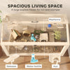 Wooden Hamster Cage, Hamster Habitat with Openable Top, Seesaws, Platforms, Water Bottle for Gerbils, 43.3
