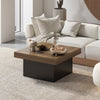 Square Coffee Table with 16-Colour LED Lights, 35-inch Modern Center Table for Living Room, Walnut