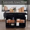 Stainless Steel Kitchen Island with Storage and Stainless Steel Top, Kitchen Trolley with Drawers, Cabinets, Towel Rack, Black