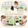 Qaba Kids Kitchen Playset with 15 Accessories, Microwave Oven, Cabinets, for Boys and Girls Ages 3+, Green