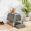 XL Stainless Steel Cat Litter Box, 80L Kitty Litter Box with Front/Top Entry, Trapping Step, Scoop, for Large Big Cats