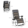 Wicker Folding Lounge Chair with Adjustable Backrest, Rattan Recliner Chair with Headrest & Side Table Tray, Grey