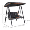 2-Seater Outdoor Porch Swing with Adjustable Canopy, Patio Swing Chair for Garden, Poolside, Backyard