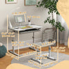 Qaba Kids Desk and Chair Set Height Adjustable Student Writing Desk Children School Study Table with Tilt Desktop, Grey