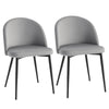 Set of 2 Mid-Back Dining Chair, Mid-Back Velvet-touch Upholstery Kitchen Chair for Living Room Dining Room, Dark Blue