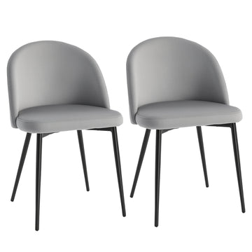 Set of 2 Mid-Back Dining Chair, Mid-Back Velvet-touch Upholstery Kitchen Chair for Living Room Dining Room, Dark Blue
