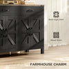 Side Cabinet, Farmhouse Kitchen Storage Cabinet w/ 2 Drawers and Shelves for Living Room, Entryway, Black
