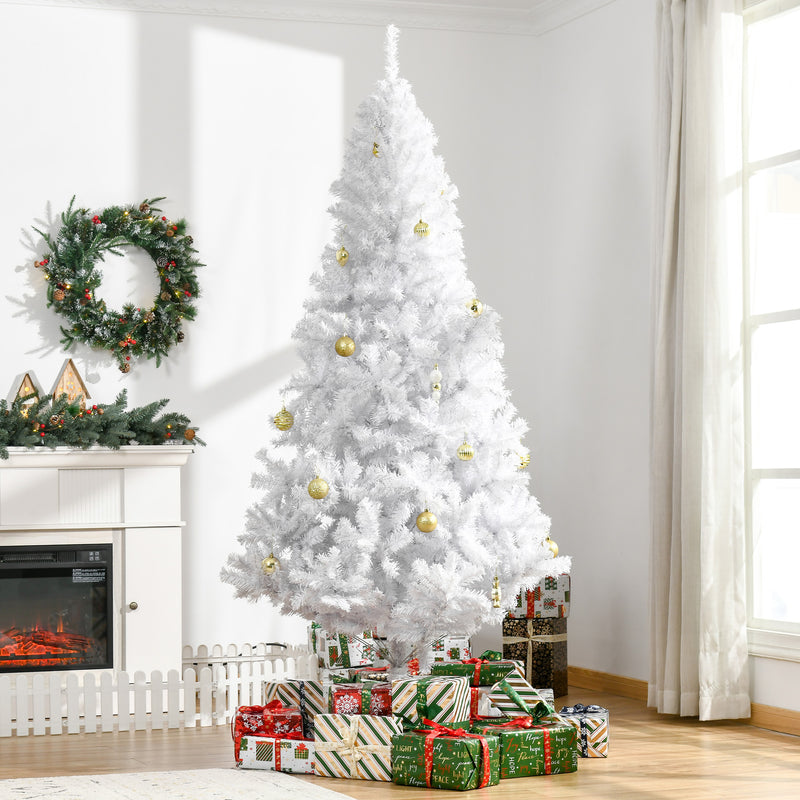 7ft White Christmas Tree Artificial Christmas Tree with 1230 Branch Tips and Metal Stand