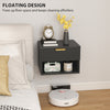 Floating Nightstands, Wall Mounted Bedside Tables Set of 2 with Drawer and Open Shelf, White