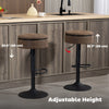 Set of 2 Barstools with Storage, Swivel Bar Stools with PU Leather Upholstered, Footrest, Steel Base, Brown