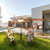 Kids Folding Picnic Table and Chair Set Pattern Outdoor Garden Patio Backyard with Removable & Height Adjustable Sun Umbrella Brown