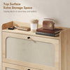 Shoe Cabinet with 2 Flip Drawers, Boho Narrow Shoe Storage Cabinet, Oak