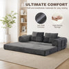5-in-1 Convertible Sofa Bed, L-Shaped Loveseat Reversible Sleeper Sofa with 2 Pillows, Dark Grey