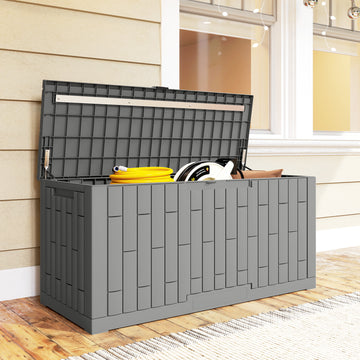 120 Gallon Resin Deck Box, Lockable Outdoor Storage Box, Splash-Resistant & UV Resistant Patio Storage Container