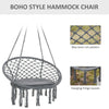 Patio Hammock Chair, Hanging Rope Hammock Swing for Indoor & Outdoor Use with Backrest, Cotton-Polyester Blend, Fringe Tassels, Dark Grey