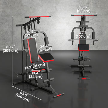 Soozier Home Gym Equipment, Multifunctional Weight Machine with Pulley System for Full Body Strength Training, Black