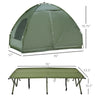 Compact Pop Up Portable Folding Outdoor Elevated Camping Cot Tent Combo Set Dark Green