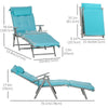 Outdoor Folding Chaise Lounge Chair Recliner with Portable Design, Adjustable Backrest, Cushion and Headrest, Blue