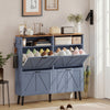 Shoe Storage Cabinet with 4 Flip Drawers, Farmhouse Narrow Shoe Cabinet, Holds Up to 24 Pairs, Blue