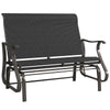Garden Double Gliding Chair, Patio Glider Armchair for Outdoor, Backyard Mesh Seat and Backrest, Steel Frame Black