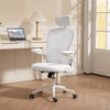 Office Chair, Mesh Computer Desk Chair with Adjustable Headrest, 4D Lumbar Support, Flip-up Arm, White