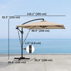 Patio Offset Umbrella UPF 50+ UV Protection, Crank Parasol with Base, Cover & Wind Securing, Khaki