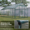 16' x 8' Aluminum Polycarbonate Greenhouse Walk-in Garden Greenhouse Kit with Adjustable Roof Vent, Rain Gutter and Sliding Door for Winter
