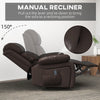 Leather Reclining Chair with Vibration Massage, Swivel Base, Rocking Function, Remote Control, Brown
