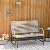 2 Seater Wicker Outdoor Glider Bench, Patio Swing Garden Bench, Garden Loveseat Rocking Chair, w/ Extra Wide Seat, Curved Backrest for Backyard, Poolside, Lawn, Mixed Grey