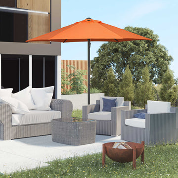 6.6FT Patio Umbrella, Outdoor Parasol with 6 Solid Ribs, Orange