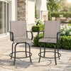 Outdoor Bar Stools Set of 2, 360° Swivel Bar Height Chairs, 26.8