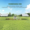 Large Metal Chicken Run with Waterproof & UV-Resistant Cover, Feeding Door, Hanging Feeder, Perch, for 24-30 Chickens