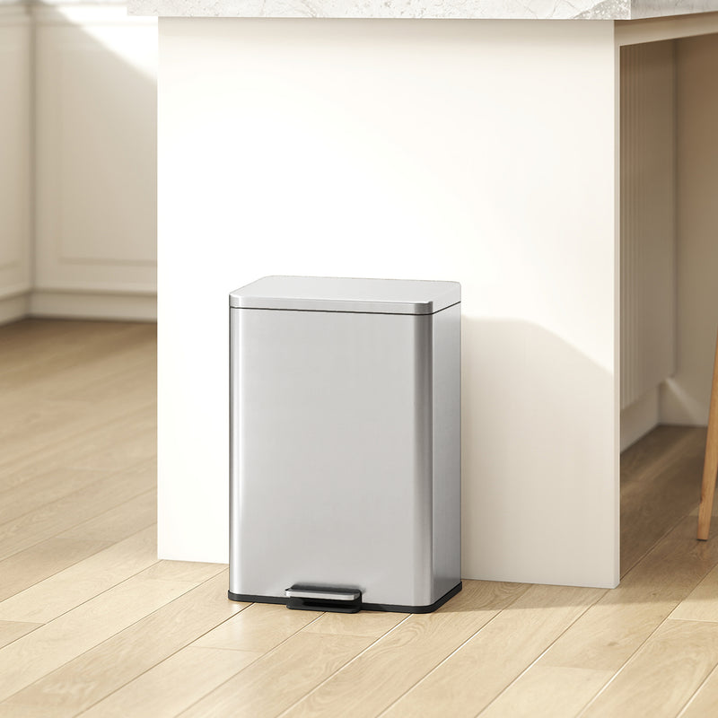 Garbage Bin, Soft-Close Trash Can with Foot Pedal, 5 Gallon (20 L) Garbage Can with Removable Inner Bucket