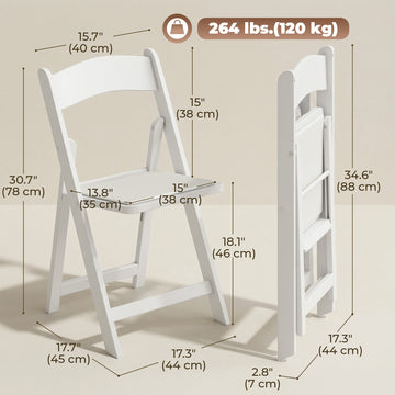 4 Pack Folding Chairs, Foldable Resin Chair with Padded Seat, Portable Indoor Outdoor Seat for Office Events Dining
