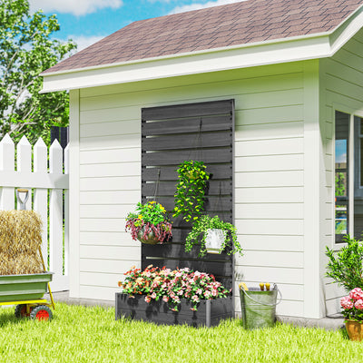 Trellis Planter for Climbing Plants, Raised Garden Bed with Trellis, Planter Box for Outdoor Garden, Black