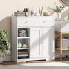 Bathroom Floor Cabinet, Freestanding Bathroom Cabinet with Drawer, Door, Open Shelves, White