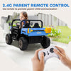 12V Ride on Car with Electric Bucket, Two-Seater, Shovel, Remote Control, Spring Suspension, Horn, Music, Blue