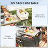 Outdoor Grill Cart with Foldable Side Table, Stainless Steel Tabletop, Pizza Oven Stand with Storage Rack, Wheels