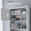 Modern Over The Toilet Storage, Bathroom Cabinets Over Toilet with Open Shelves and Double Door Cabinet, White