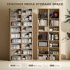 9-Tier DVD Shelf with 18 Compartments and 14 Adjustable Shelves, Holds 640 CDs, 360 DVDs or 430 Blu-rays, Natural Wood