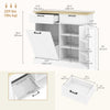 10 Gallon Hidden Garbage Bin Cabinet, Tilt Out Trash Cabinet w/ 2 Drawers, Freestanding Kitchen Island