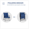 Foldable Lounge Chair, Fabric Upholstered Recliner, Outdoor Lounger with Armrest, Metal Frame for Backyard, Blue