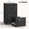2 Drawer File Cabinet with Lock, Vertical Filing Cabinet with Adjustable Hanging Bars for A4 and Letter Size, Black