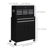 6-Drawer Rolling Tool Chest, 2 in 1 Lockable Storage Cabinet with Hooks, Metal Tool Box for Garage, Workshop