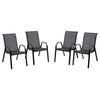 4-Piece Outdoor Dining Chair for Relaxing on Patio Balcony Garden, Comfortable Outdoor Furniture with Armrests, Black