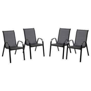 4-Piece Outdoor Dining Chair for Relaxing on Patio Balcony Garden, Comfortable Outdoor Furniture with Armrests, Black