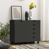 Lateral Filing Cabinet, 5-Drawers File Cabinet with Door and Adjustable Shelf, Mobile Office Storage Cabinet on Wheels, Printer Stand for Home Office, Black