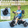 Qaba 6 in 1 Kids Tricycle with Removable Handlebar and Canopy, Navy Blue