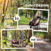 2 Seat Bike Trailer for Kids 2-in-1 Double Baby Stroller with Handbrake, Rubber Wheels, 5 Point Harness, Waterproof Cover, Storage Bag, Reflectors, Red