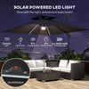 8' Cantilever Patio Umbrella with LED Lights, 360°Rotation, Tilt & Height Adjustment, Crank, Cross Base, Dark Grey
